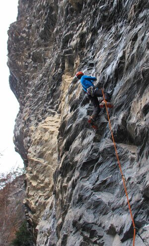 My first lead on dry tooling - it feels much steeper than it looks!