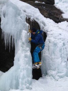 Charlie playing on some steeper pillars