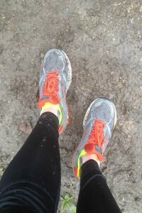 Brooks Ghost shoes getting nice and muddy
