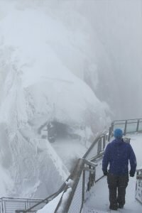 Very bad, very Scottish weather up on the Aiguille du Midi