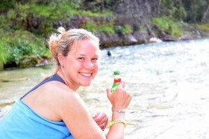 Post climb beer and swim