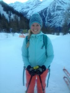 A happy, ski touring Sophie