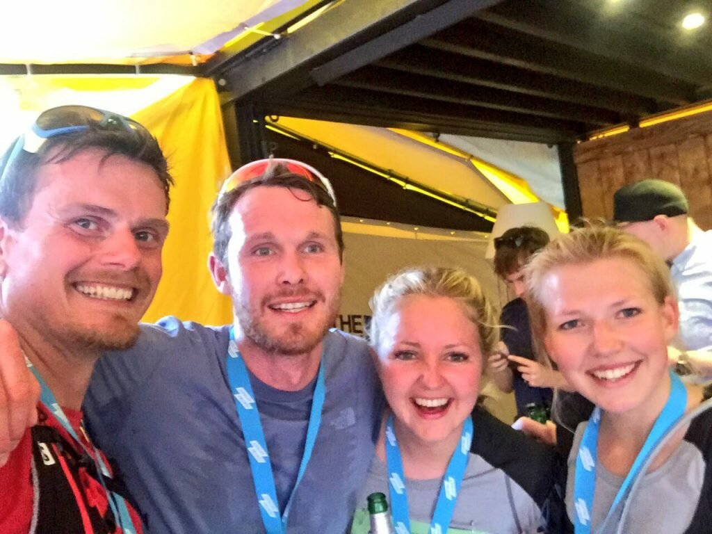 Finish line smiles with Graham, Hannah and Emily